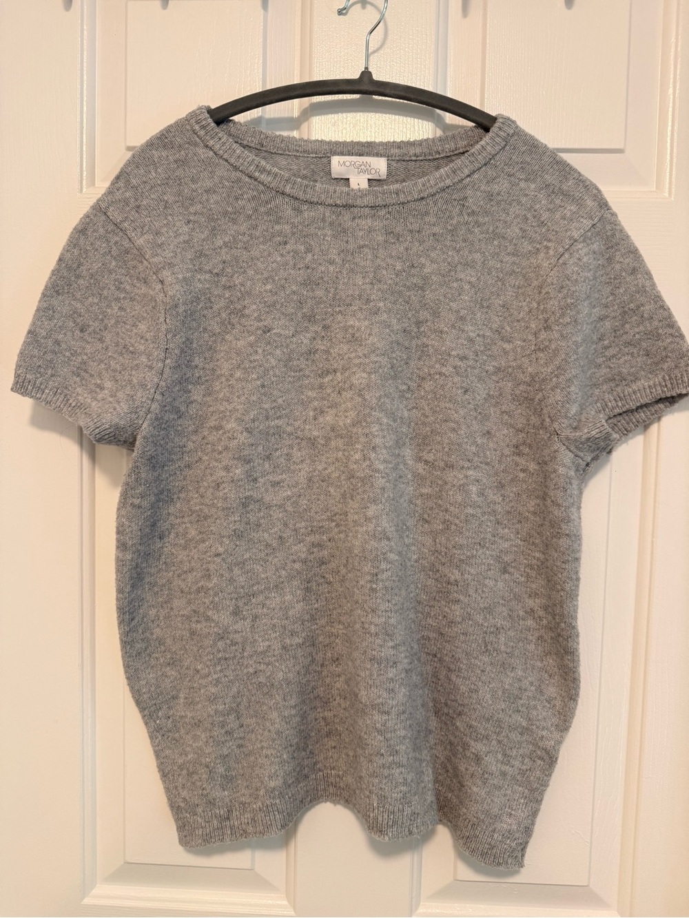 Morgan Taylor Heather Gray Short-Sleeve Crewneck Sweater
